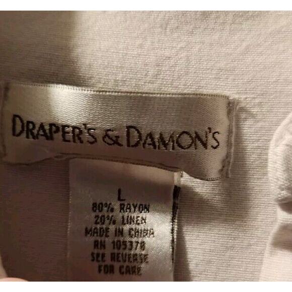 Women's Drapers & Damons White Embroidered/Beaded Button Long Sleeve Shirt Sz L - Picture 2 of 5